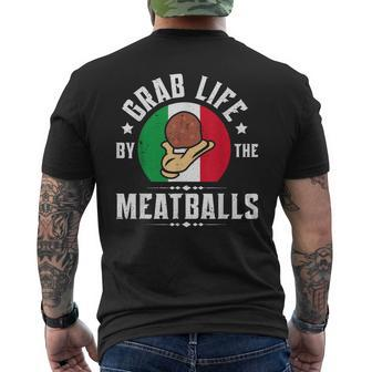 Meatball Italian Food Italy Flag Men's T-shirt Back Print - Seseable