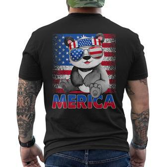 Merica Panda Bear With Usa Flag Headband 4Th Of July Mens Back Print T-shirt - Thegiftio