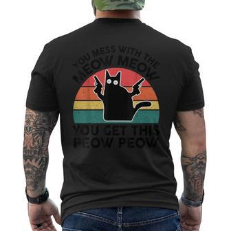 You Mess With Meow- Black Cat With Gun Lover Men's T-shirt Back Print | Seseable CA