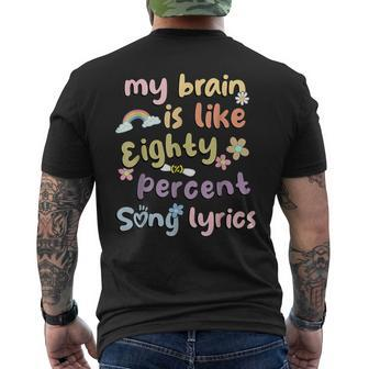 Music Lover Quote My Brain Is 80 Percent Song Lyrics Men's T-shirt Back Print - Monsterry