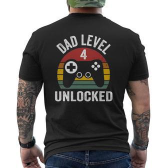 New Dad Dad Level 4 Unlocked For 4 Kids Gaming Mens Back Print T-shirt | Mazezy