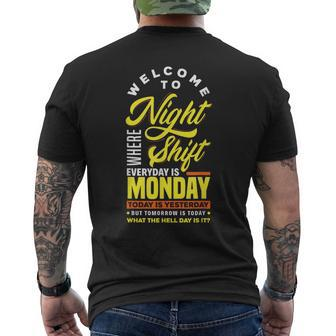 Night Shift Worker Overnight Shift Pun Men's T-shirt Back Print - Monsterry DE