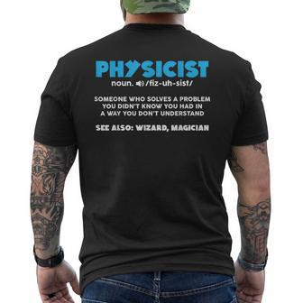 Noun Physicist Definition Scientist Physics Men's T-shirt Back Print - Monsterry AU