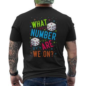 What Number Are We On Bunco Dice Game Night Player Men's T-shirt Back Print - Seseable