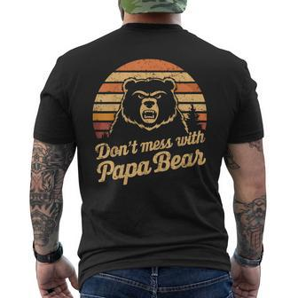 Papa Bear Don't Mess With Papa Bear Vintag Fathers Day Men's T-shirt Back Print - Thegiftio UK