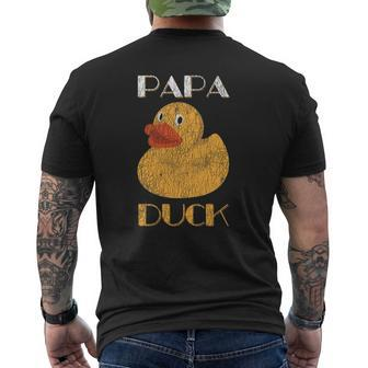Papa Duck Farm Animal Distressed Father's Day Mens Back Print T-shirt | Mazezy