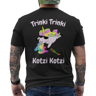 Party Unicorn Saufen Trinki Kotzi T-Shirt mit Rückendruck - Seseable