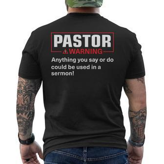 Pastor Warning I Might Put You In A Sermon Men's T-shirt Back Print - Monsterry DE