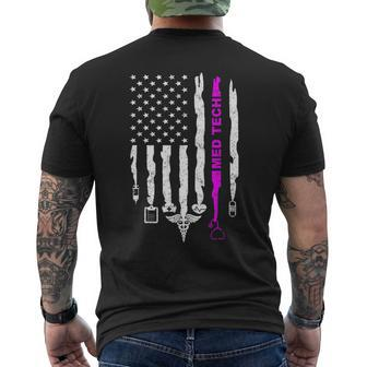 Patriotic Med Tech Usa Flag Nurses Med Tech Week Men's T-shirt Back Print - Thegiftio