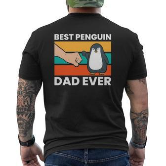 Penguin Best Penguin Dad Ever Mens Back Print T-shirt | Mazezy