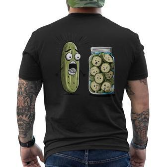 Pickle Surprise A Cucumber And A Jar Of Sliced Pickles Men's T-shirt Back Print - Monsterry