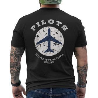 Pilot Quote Retro Airplane Vintage Aircraft Aviators Men's T-shirt Back Print | Mazezy