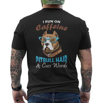 Pitbull Lover And Coffee Addict Idea Men's T-shirt Back Print | Mazezy
