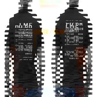 Plumber Plumber Hourly Rate Mens Back Print T-shirt - Thegiftio UK