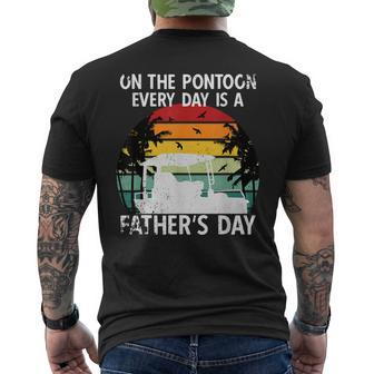 Pontoon Father's Day Vintage Sunset Boat Captain Men's T-shirt Back Print - Thegiftio UK