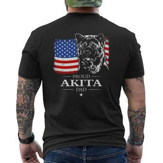Proud Akita Dad American Flag Patriotic Dog Mens Back Print T-shirt | Mazezy
