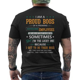 I Am A Proud Boss Of Freaking Awesome Employees Boss V2 Mens Back Print T-shirt - Thegiftio UK