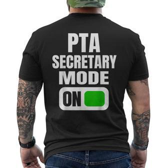 Pta Secretary Mode On For School Parent Volunrs Men's T-shirt Back Print - Monsterry UK