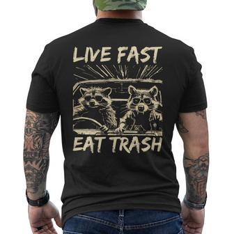 Raccoon Live Fast Eat Trash Street Cats Squad Men's T-shirt Back Print - Thegiftio UK