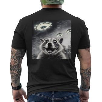 Raccoon Ufo Alien Selfie Photo Of Raccoon With Ufo Men's T-shirt Back Print | Mazezy