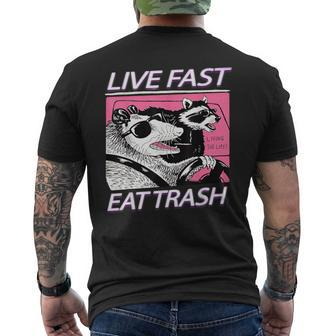 Racoon Live-Fast Eat Trash Retro Vintage Trash-Pandas Men's T-shirt Back Print - Thegiftio UK