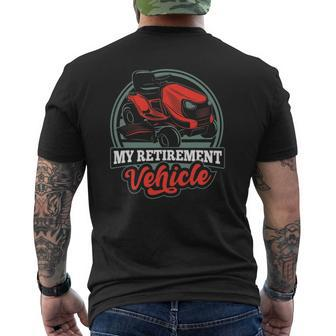 Retirement Dad Lawn Mowing Men Joke Mens Back Print T-shirt | Mazezy