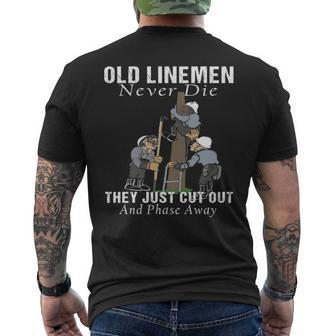 Retirement Electrical Lineman Line Crew Art Gif Men's T-shirt Back Print | Mazezy