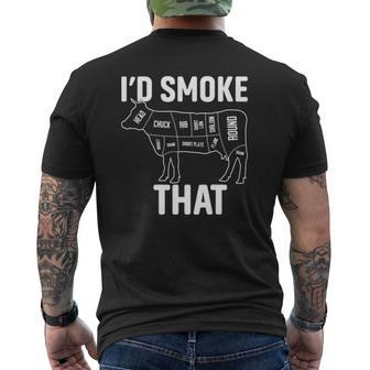 Retro Bbq Party Smoker Chef Dad I'd Smoke That Mens Back Print T-shirt | Mazezy
