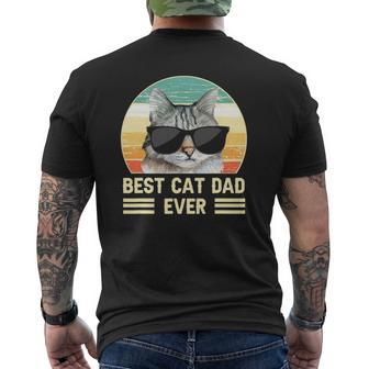 Retro Best Cat Dad Ever Cat With Sunglasses Mens Back Print T-shirt | Mazezy