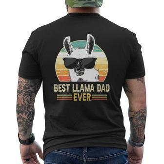 Retro Best Llama Dad Ever Tee Alpaca With Sunglasses Mens Back Print T-shirt | Mazezy
