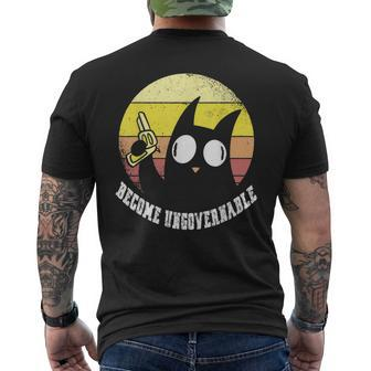 Retro Black Cat Become Ungovernable Men's T-shirt Back Print - Monsterry