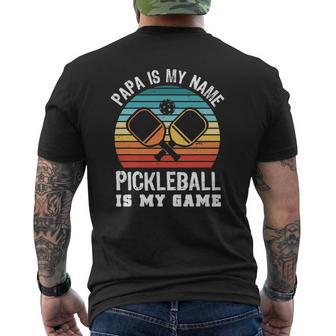 Retro Papa Pickleball Sunset Mens Back Print T-shirt | Mazezy
