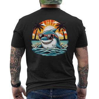 Retro Shark In Sunglasses 70S 80S 90S Cool Ocean Shark Men's T-shirt Back Print - Seseable