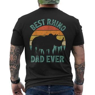 Rhino Vintage Best Rhino Dad Ever Father's Day Men's T-shirt Back Print - Monsterry