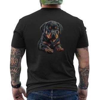 Rottweiler Cute Rottweiler Puppy Men's T-shirt Back Print - Seseable