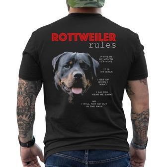 Rules For The Owner Of A Rottweiler Men's T-shirt Back Print | Mazezy
