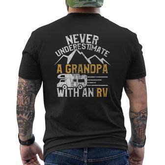 Rv Stuff Apparel Never Underestimate Grandpa Tee Mens Back Print T-shirt | Mazezy