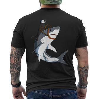Sea Otter Riding Shark Men's T-shirt Back Print - Monsterry