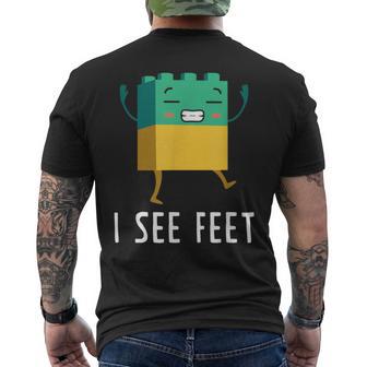 See Feet Big Building Blocks Master Builder Engineer Men's T-shirt Back Print - Monsterry