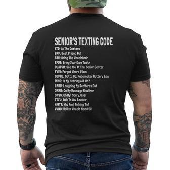 Senior Citizens Texting Code Mens Back Print T-shirt - Thegiftio UK