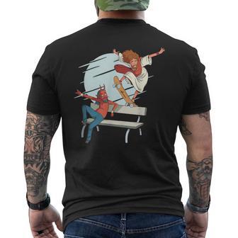 Skateboard With Jesus Jesus Grind On The Bench Men's T-shirt Back Print - Monsterry AU