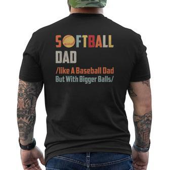 Softball Baseball Dad Mens Back Print T-shirt | Mazezy