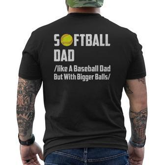 Softball Dad Father's Day Mens Back Print T-shirt | Mazezy