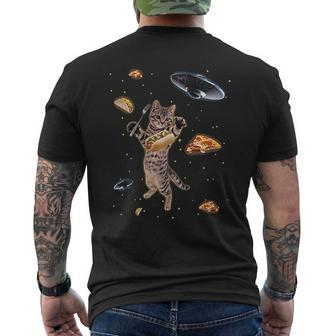 Space Pizza Cat With Ufos Trippy Cat Mens Back Print T-shirt | Seseable CA