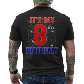 Spider Web 8 Year Old It's My 8Th Birthday Boy Men's T-shirt Back Print - Monsterry CA