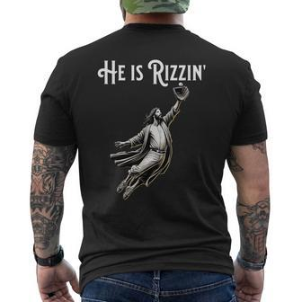 Sports Rizz He Is Rizzin Jesus Playing Baseball Men's T-shirt Back Print | Seseable CA
