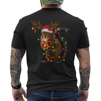 Squirrel Christmas Tree Lights Reindeer Santa Hat Xmas V2 Mens Back Print T-shirt - Seseable
