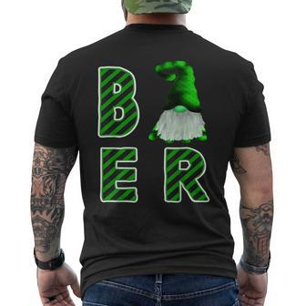 St Patricks Day Beer Gnome Striped Typography Men's T-shirt Back Print - Monsterry CA