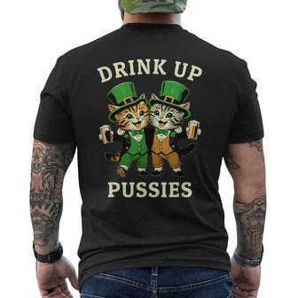 St Patrick's Day Drinking Drink Up Pussies Bartender Men's T-shirt Back Print - Seseable