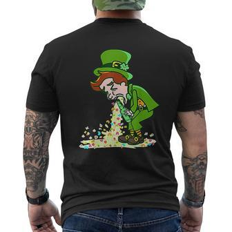 St Patricks Day Drunk Leprechaun Puking Drinking Party Mens Back Print T-shirt - Thegiftio